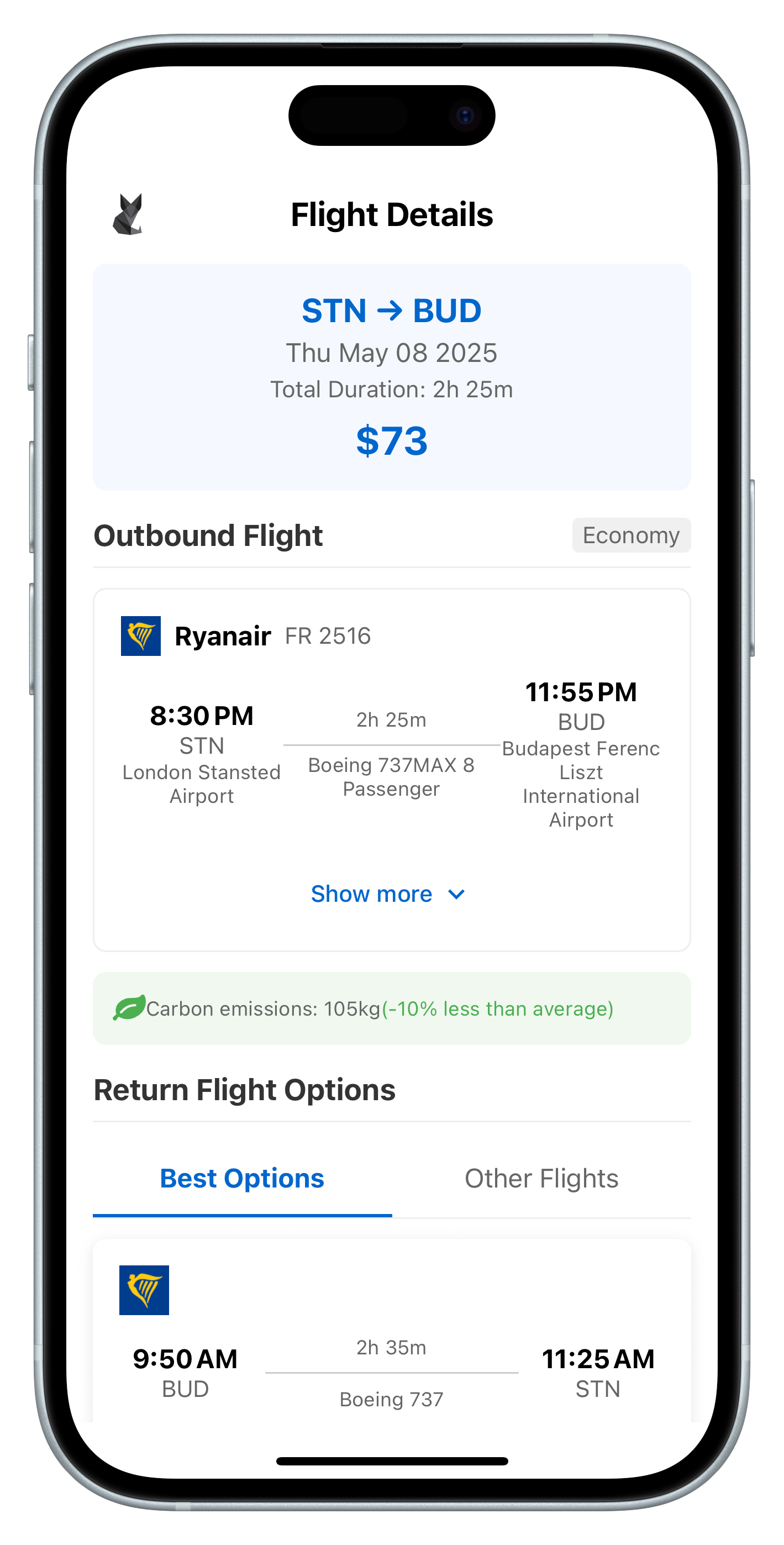 Flight Detail Interface