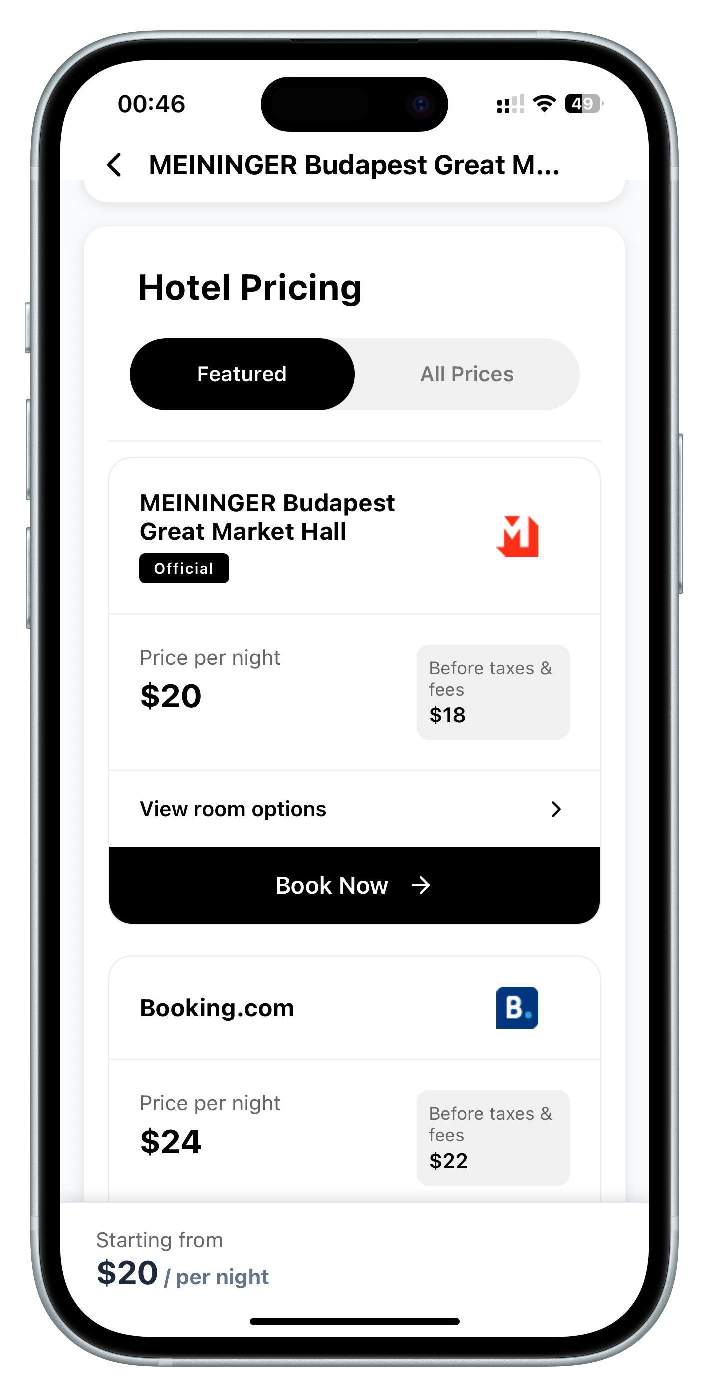 Hotel Pricing Interface